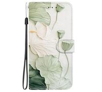 Dfjhure Für Motorola Moto G Pure Hülle, Damen Klapphülle mit Lotus Flower Design - 2 Kartenfächer & Münzfach, Geldbörse Handyhülle mit Ständer