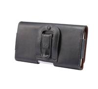 DFV mobile - Horizontale Echtleder-Gürteltasche mit Clip für Hafury Meet (2024) - Schwarz