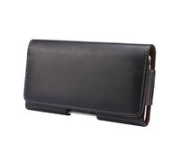 DFV mobile - Horizontale Echtleder-Gürteltasche mit Clip für Realme Narzo 60x (2023) - Schwarz
