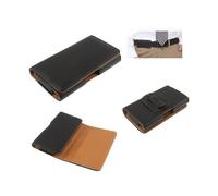 DFV mobile - Horizontale Gürteltasche aus strukturiertem Kunstleder mit Clip für Tecno Camon 16 (2020) - Schwarz
