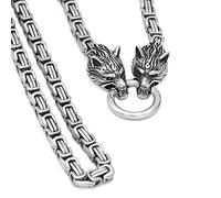 DFWY Byzantinische Kettenglied Kette Für Männer Frauen - Viking Wolfskopf Edelstahl Breite 7MM King Kette - Handgefertigte Mode Hip Hop Rock Biker Punk Stil Schmuck(Square Chain,70CM)