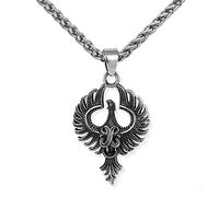 DFWY Halskette Mit Phönix Anhänger -Männer Frauen Edelstahl Vintage Phoenix Tier Talisman -Mode Hip Hop Rock Biker Charm Punk Phoenix Kopf Schmuck