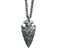 DFWY Helm Der Ehrfurcht Speerkopf Wikinger Halskette, Aegishjalmr Schutz Talisman Pfeilspitze Anhänger, Nordic Celtic Pagan Vintage Punk Viking Schmuck Für Männer Frauen