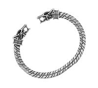 DFWY Herren Damen Wikinger Wolf Fenrir Armreif - Nordischer Verstellbarer Wolfskopf Armreif Aus Edelstahl - Handgemachter Polierter Odin Wolf Tier Amulett Vintage Schmuck