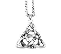 DFWY Herren Wikinger Keltischer Knoten Schlange Anhänger Halsketten - Nordischer Ouroboros Triquetra Knoten Edelstahl Amulett - Vintage Mode Hip Hop Punk Charm Tier Irischer Schmuck