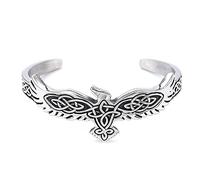 DFWY Herren Wikinger Krähe Armreif - Nordischer Keltischer Rabe Verstellbarer Edelstahl Armreif - Vintage Heidnischer Piraten Tier Amulett Armband Schmuck