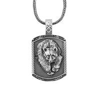 DFWY Herren Wikinger Rune Bärenkopf Halskette, Nordischer Mythos Keltischer Bär Zinn Amulett Anhänger, Handgefertigte Mittelalterliche Hip Hop Religiöse Schutz Schmuck Accessoire