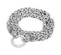 DFWY Männer Byzantinische Kettenglied Kette Halskette - 7MM Edelstahl Wolfskopf Königskette - Handgefertigte Nordic Viking Wolf Amulett Halskette Vintage Biker Schmuck