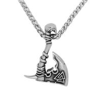 DFWY Männer Viking Axt Valknut Edelstahl Halsketten, Nordic Odin Symbol Axt Anhänger Amulett, Unisex Mittelalterliche Vintage Gothic Stil Schmuck Mit Geschenktüte
