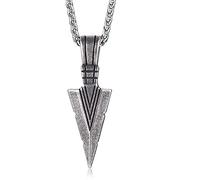DFWY Mjolnir Wikinger Halskette Punk Stil Edelstahl Pfeilspitze Dreieck Pendelleder Leder Geflochtene Halskette Kette 3mm Unisex mit Verschluss Für Männer Junge Teenager