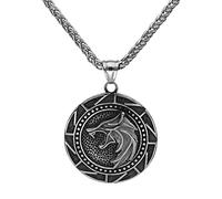 DFWY Norse Viking Slavic Wolf Rune Anhänger Halskette -Herren Edelstahl Fenrir Tier Amulett -Modischer Vintage-Charme Odin Wolfskopf Medaillon Schmuck