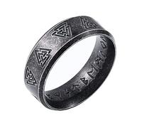 DFWY Viking Edelstahl Odin Symbol Valknut Ring, Nordischer Runenkreis Amulett Ring Für Männer, Handgefertigte Polierte Punk Vintage Keltische Heidnische Aussage Schmuck Größe 7-13 (Size : 12)