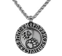 DFWY Viking Rune Yin Yang Bärenklauen Halskette -Nordischer Edelstahl Odins Wolf Claw Talisman Anhänger - Unisex Vintage Bärentatze Tier Modeschmuck