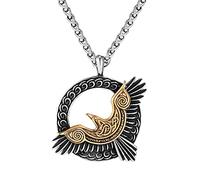 DFWY Wikinger Keltischer Adler Anhänger Halskette, Herren Edelstahl Rabenadler Hip Hop Halskette, Nordische Mythologie Vintage Adler Keltischer Knoten Amulett Schmuck Geschenk
