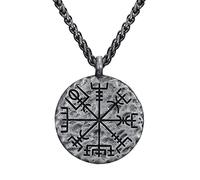 DFWY Wikinger Kompass Helm Der Ehrfurcht Anhänger Halskette Für Herren, Nordisches Vegvisir Skandinavisches Amulett, Metall Mode Vintage Keltischen Heidnischen Schmuck Wikinger Geschenk