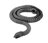 DFWY Wikinger Schlangenkopf Halskette -Herren Edelstahl Schwarz Plattiert Nordische Ouroboros Halskette - Vintage Schweres Amulett Gothic Handgemachter Drachenschuppen Tierschmuck