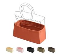 DGAZ Handtasche Tasche Organizer, Seide Innentasche für Birkin 20/25/30/35/40/45/50, Seidige Berührung Taschenorganizer Shaper Einsatz (Feu Orange, BK30)