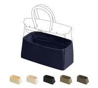 DGAZ Handtasche Tasche Organizer, Seide Innentasche für Birkin 20/25/30/35/40/45/50, Seidige Berührung Taschenorganizer Shaper Einsatz (Blue nuit, BK45)