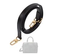 DGAZ Vachetta Leder Schulterriemen Speedy, 1,2 cm, 90-120 cm, Glossy Black | Vachetta-Leder, Handgefertigt, D-Ringe, Geschenkbox, Verstellbare Läng