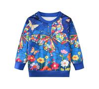 DHASIUE Sweatshirt Mädchen Langarmshirt Blumen Schmetterlinge Pullover Kinder Winter Shirts Baumwolle Tops Rosa 7-8 Jahre Gr.128
