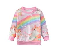 DHASIUE Sweatshirt Mädchen Langarmshirt Regenbogen Katzen Pullover Kinder Winter Shirts Baumwolle Tops Rosa 7 Jahre Gr.122