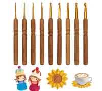 DHER Häkelnadel-Set, Häkelnadeln, Holz HäKeln, Bambus, Zubehör, Häkelnadeln, Baumwolle, Seide, Trilobit und alle Arten von Wolle, Baumwolle, für Anfänger und Experten (B 9 pcs)