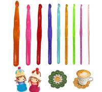 DHER Häkelnadel-Set, Häkelnadeln, Holz HäKeln, Bambus, Zubehör, Häkelnadeln, Baumwolle, Seide, Trilobit und alle Arten von Wolle, Baumwolle, für Anfänger und Experten (Farblich 9 pcs)