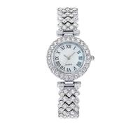 Dhinestone Freizeitarmbanduhr: Elegante Gold-Design-Armbanduhr, langlebiges Quarz-Uhrwerk, elegante und funktionale Uhr, ideales Accessoire für Wohnungen, Schlafzimmer, silberfarben, Consulte la