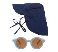 DHSBGWSX 1 Stück Sonnenschutzhut, 1 Stück Sonnenschutzsonnenbrille, Hals-Sonnenhut, Sommer-Kinder-Sonnenschutzhut Mit Verstellbarem Seil, Schnell Trocknender Strandhut, Fischerhut Mit Breiter Krempe