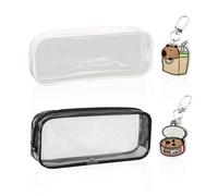 DHSBGWSX 2 Stück Transparente Federmäppchen, 2 Stück Schlüsselanhänger-Anhänger, wasserdichte Schreibwarentasche, Kleine Kosmetiktasche, Reise-Aufbewahrungstasche, Praktische Aufbewahrungstasche