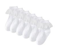 DHSBGWSX 3 Paar Rüschensocken, Spitzensocken, Mädchen-Söckchen, Kindersocken, Rüschen-Tanzsocken, Elegante Prinzessinnensocken, Einfarbige, Atmungsaktive Baumwollsocken (Weiß)