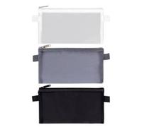 DHSBGWSX 3-teiliges Federmäppchen transparent, Mesh-Federmäppchen, schlankes Federmäppchen, Mini-Federmäppchen, leicht zu tragendes Federmäppchen