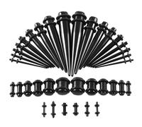 DHSBGWSX 36-Teiliges Ohrverlängerungsset, Ohrdehnungsset, Erweiterungsstab, Piercing-Ring-Set, Acryl-Piercing-Verlängerungsset, Gehörgang-Expander, Ohrdehnungs-Piercing-Werkzeug (Schwarz)