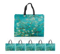 DHSBGWSX 6 Stück Blumen-Einkaufstaschen, Geschenktüten, wasserdichte Lebensmittel-Einkaufstaschen, perfekt zum Ausgehen, im Freien