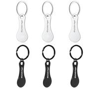 DHSWNNG 6 Stück Einkaufschip Schlüsselanhänger, Personalisiert Einkaufswagenchip Glücksbringer Einkaufswagenlöser Metall Abnehmbar Edelstahl Chip Einkaufswagen für Einkaufswagen Öffner