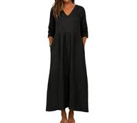 DHYUEN Festlich Damen Weihnachten Mode Cocktailkleid Etuikleid Herbst Elegantes Kleid Damenkleid Modern Sommerkleider Leicht Und Luftig Lang （3-Black，XXL）