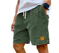 DHYUEN Fitness Shorts Herren Freizeit Casual Arbeitsshorts Cordhose Kurz Leichte Wanderhose Bermudashorts Retro Kurze Hosen Cargo Sweatshorts Einfarbige Kurze Hosen Herren Chino（1-Dark Green，XXL）