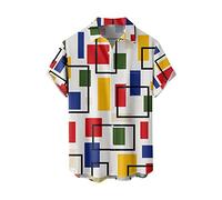DHYUEN Hawaiihemd Herren Drucken Shirts Sommerhemd Männer Casual Freizeit Shirt Blusen Hemden Freizeithemd Shirts Top Button Down Shirt Sommer Freizeithemd Hawaii-Shirt Bluse（4XL,2-Khaki）