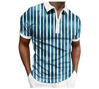 DHYUEN Herren T-Shirts Sommer Frühling Poloshirt Mit Reißverschluss Casual Sommer Polohemd Regular Fit Sommer T-Shirts Herren Vintage Freizeithemd Kurzarmshirt Business Revers T-Shirt（XXL，Blue-4）
