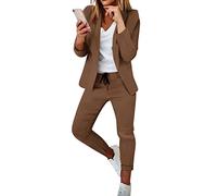 DHYUEN Hosenanzug Damen Festlich Hochzeit Elegant Anzug 2 Teilige Freizeitanzug Set Einfrabige Slimfit Zweiteilig Hosenanzüge Rever Business Sportlich Büro Outfit Anzugjacke Und Hose Festlich Hochzeit