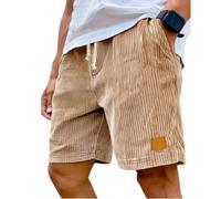 DHYUEN Laufshorts Herren 2 In 1 Elastische Taille Bequem Arbeitshose Chino Hose Leichte Cordhose Retroshorts Classic Hose Herren Cargo Leinenshorts Mit Taschen Kurze Jogginghose（1-Khaki，XL）