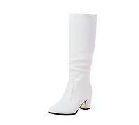 DHYUEN Schnürboots Damen Hohe Schneestiefel Sneaker Schnürboots Outdoor Boots wasserdichte Winterboots Wasserdicht Schnürstiefeletten Wanderschuhe Gummistiefel Schuhe Oberschenkelhohe Stiefel(Weiß，40