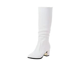 DHYUEN Schnürboots Damen Hohe Schneestiefel Sneaker Schnürboots Outdoor Boots wasserdichte Winterboots Wasserdicht Schnürstiefeletten Wanderschuhe Gummistiefel Schuhe Oberschenkelhohe Stiefel(Weiß，40