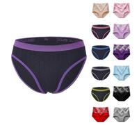 DHYUEN Sexy Unterwäsche Bequem Lässig Damenslips Slips Patchwork Damenunterhose Damenunterhosen Elegante Nur Die Unterhosen Damen Funktionsunterwäsche Classic Baumwolle Unterhosen（1-Purple，M）