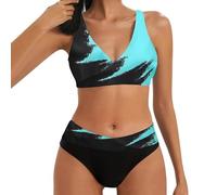 DHYUEN Shape Bikini Damen Floral Bikini Verschluss Tankini Große Größen Bikini Damen Set Sexy String Doppelseitige Pailletten Bikini Oberteil Bademode Damen Bauchweg Push Up Mit Bügel（4-Black，M）