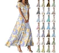 DHYUEN Sommerkleider Damen Leicht Und Luftig Vintage Elegantes Abendkleid Maxikleid Langes Festliches Kleid Long Kleider Strandkleid Slim Fit Strandkleid Damen Lang Cocktailkleid（1-Red，XL）
