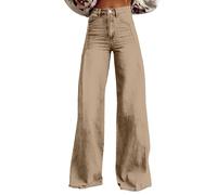 DHYUEN Straight Leg Jeans Damen Baggy Retro Hosen Mom Jeans Damen High Waist Casual High Waist Jeans Flicken Zum Aufbügeln Innen Freizeithose Stylish Jeans Weit Damen Damen Jeans Bootcut(3-Khaki,XL)