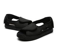 Diabetes Schuhe, Strand Trekking Sandalen, Outdoor Sandalen, Sommer Wander Sandalen, Atmungsaktive Geschlossene Herren Sandalen,Schwarz,44