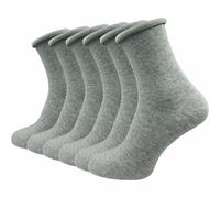 Diabetikersocken mit Rollrand | Ohne Naht & ohne Gummi für Diabetiker | Damen (6 Paar) - Hellgrau / 39 - 42