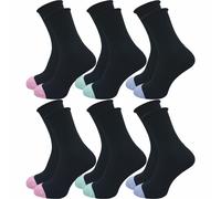 Diabetikersocken mit Rollrand | Ohne Naht & ohne Gummi für Diabetiker | Damen (6 Paar) - Schwarz mit Muster 2 / 39 - 42